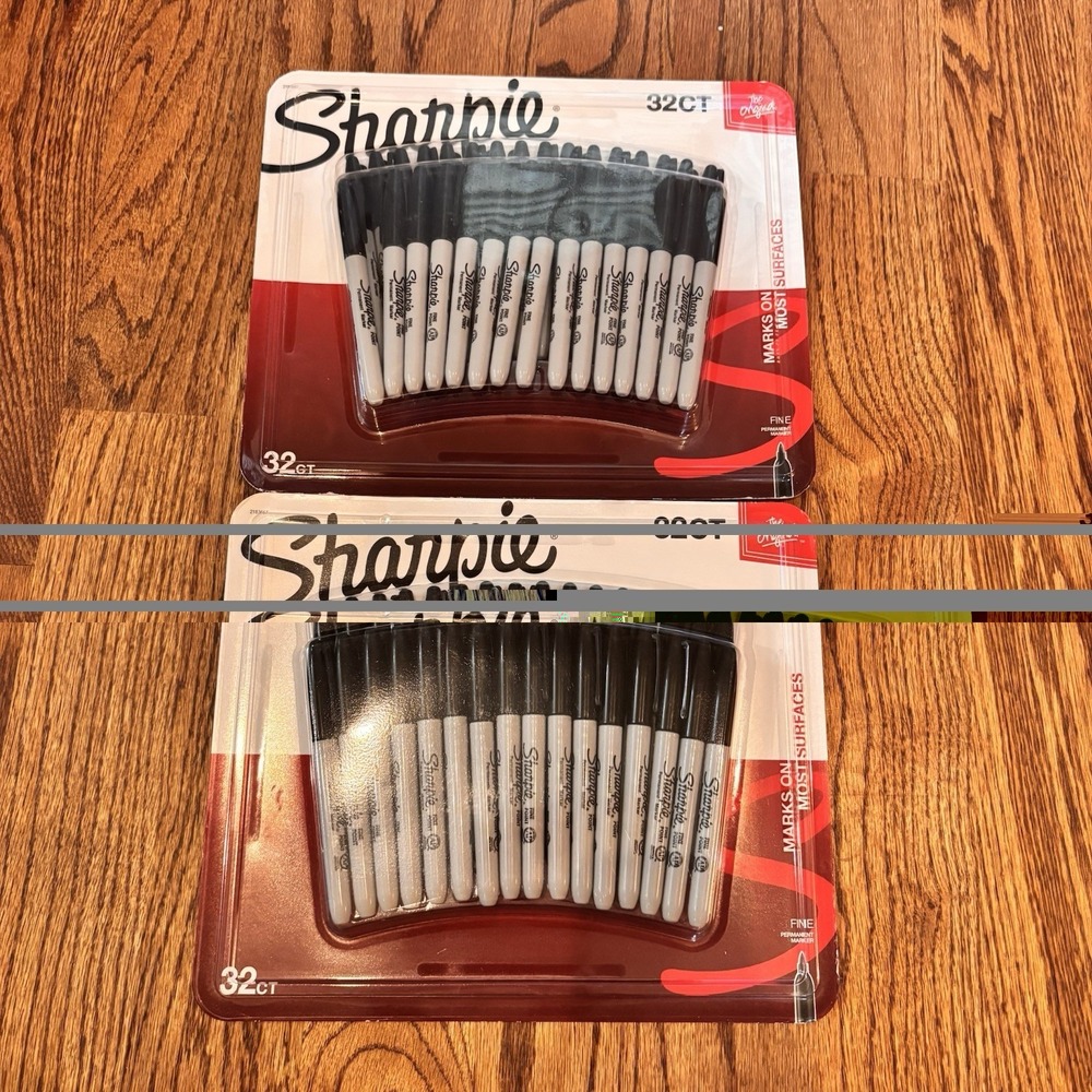 Lot of 2 Sharpie Fine Point Permanent Markers Black 32 Count Packs New Sealed